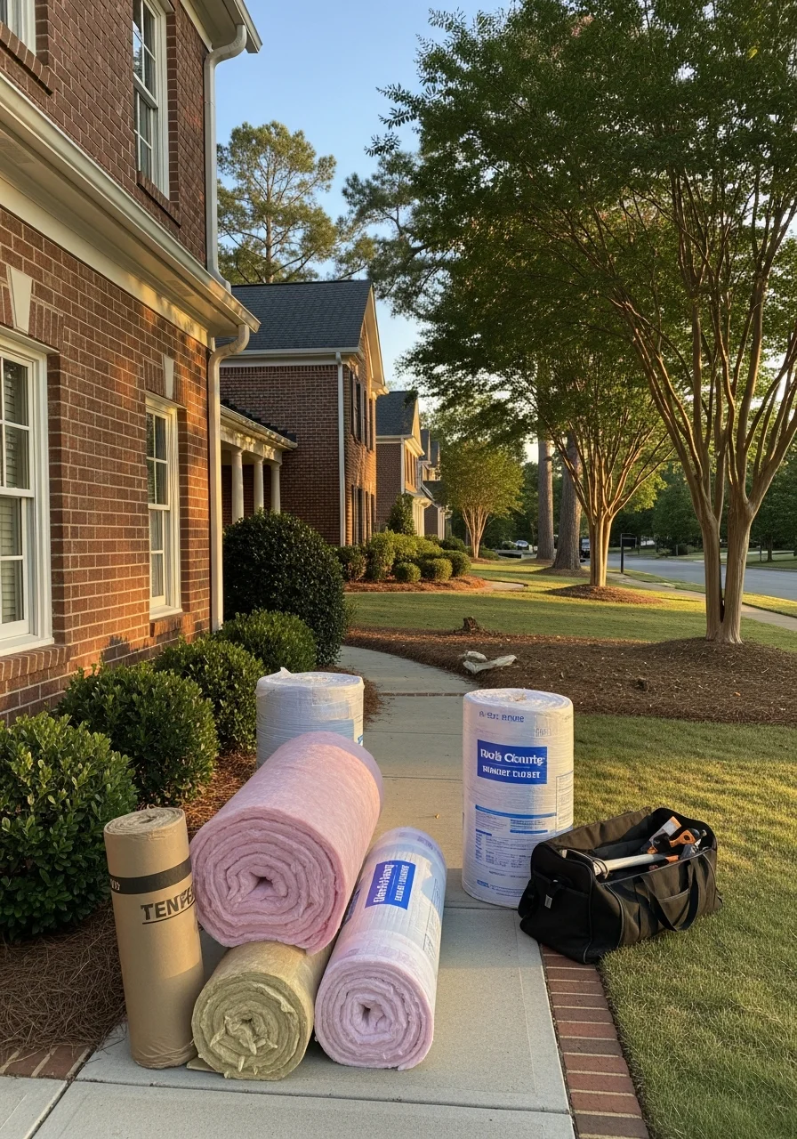 Professional contractor reviewing blueprints on a Fulton County residential property.