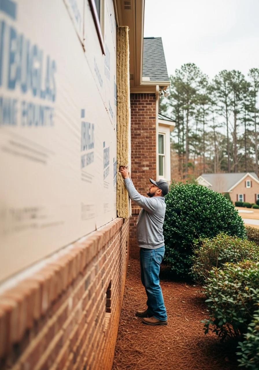 Contractor performing detailed exterior work on a Gwinnett County residential property.